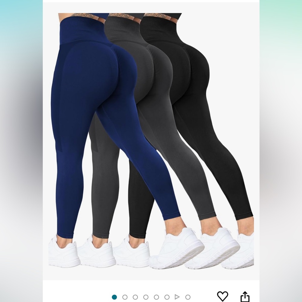 set of 2 butt defining gym leggings - gray and navy blue only